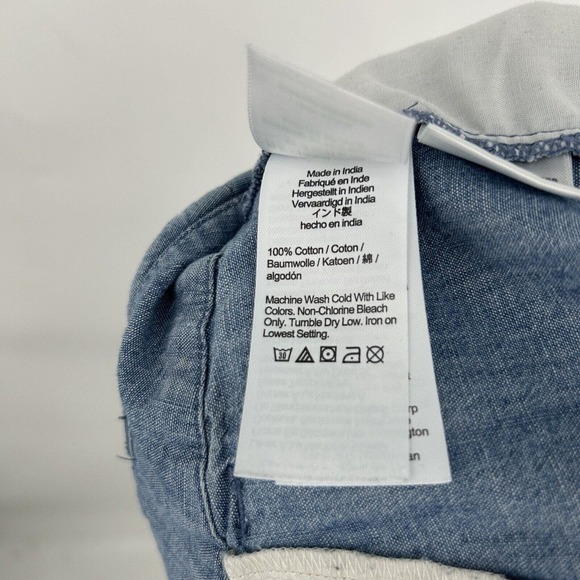 J Crew Blue Chambray Shorts Scallop Trim Slash Pockets 4" Inseam Size 14 - Picture 9 of 9